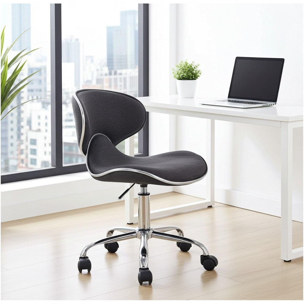 Las Vegas V2 Ergonomischer Arbeitshocker – Stoffbezug & Chromgestell LinkeHomeStore