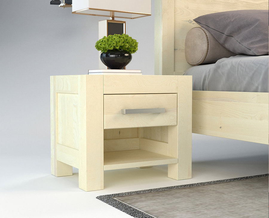 NATURA Massivholz Nachttisch mit 1-Schublade Kiefer Massivholz