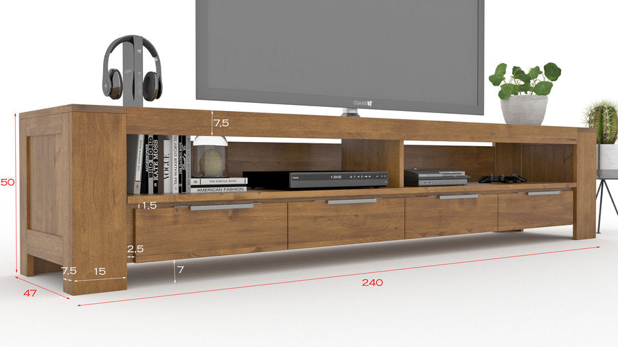 ROBOSTO TV-Sideboard/Longboard Massivholz Kommode Kiefer Massivholz