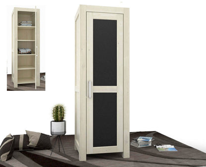 NATURA LEATHER Kleiderschrank 1-Türig mit Regale Massivholz Kiefer Massivholz