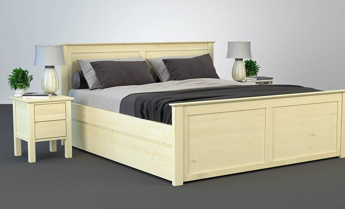 FLORANCE Massivholzbett mit 4 Schubladen Kiefer Massivholz
