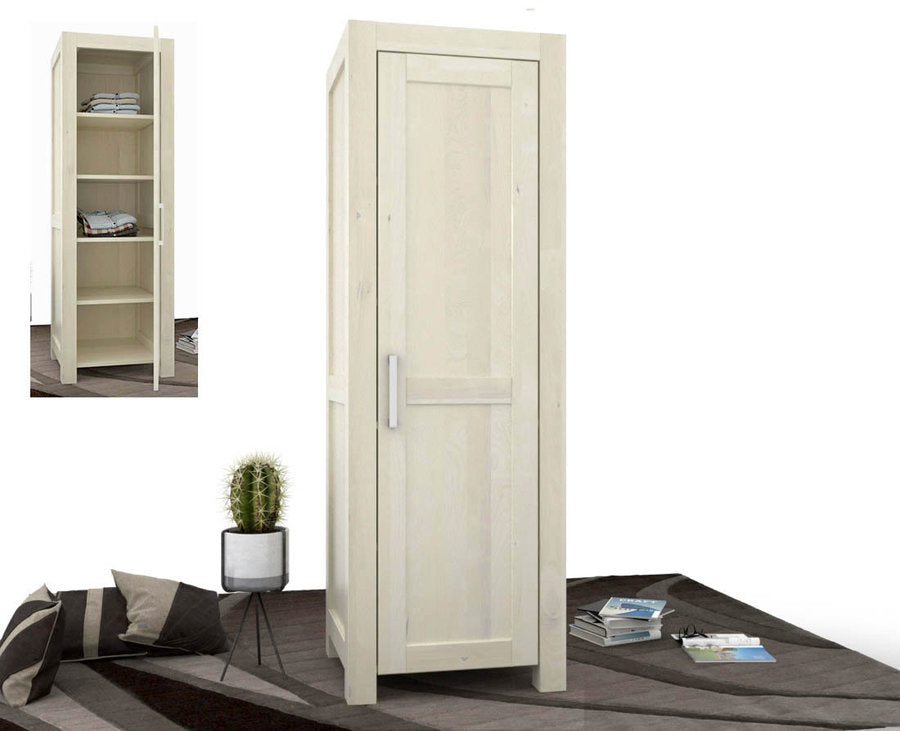 NATURA Kleiderschrank 1-Türig mit Regale Massivholz Kiefer Massivholz