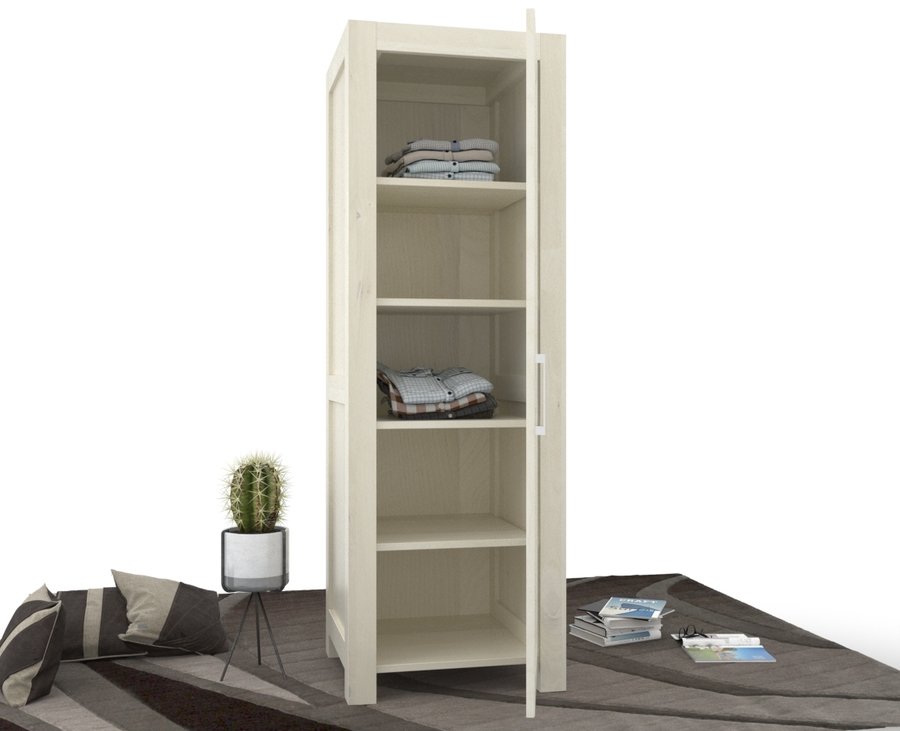 NATURA Kleiderschrank 1-Türig mit Regale Massivholz Kiefer Massivholz