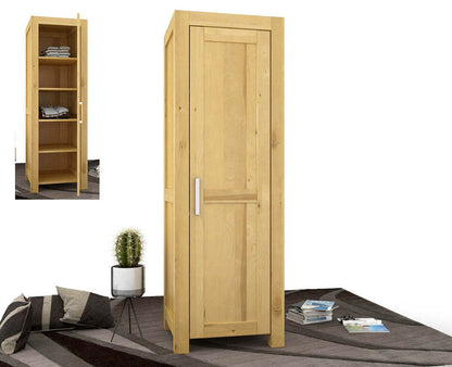 NATURA Kleiderschrank 1-Türig mit Regale Massivholz Kiefer Massivholz