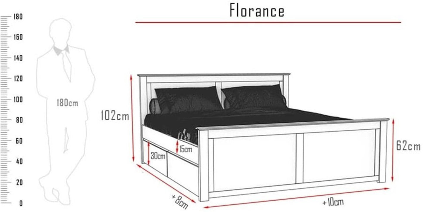 FLORANCE Massivholzbett mit 4 Schubladen Kiefer Massivholz
