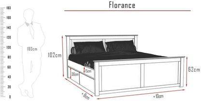 FLORANCE Massivholzbett mit 4 Schubladen Kiefer Massivholz