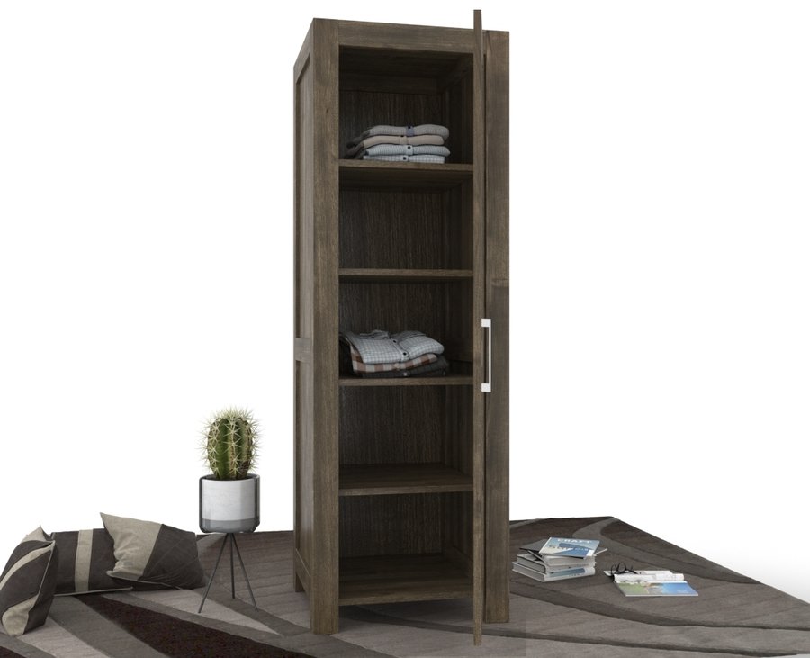 NATURA Kleiderschrank 1-Türig mit Regale Massivholz Kiefer Massivholz