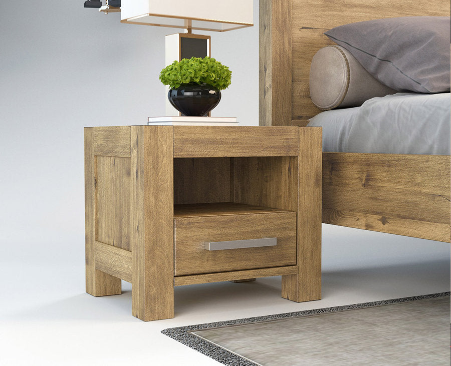 NATURA Massivholz Nachttisch mit 1-Schublade Kiefer Massivholz