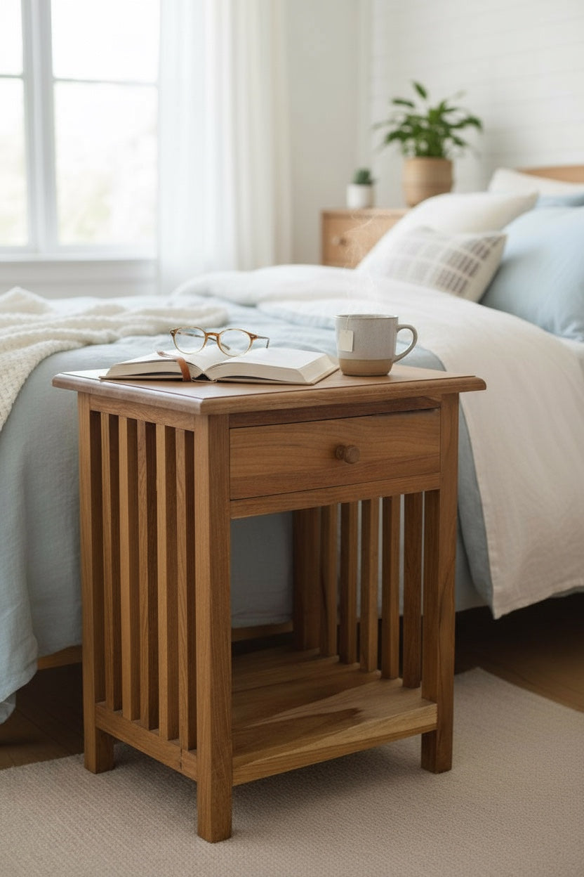TEAK VINTAGE – Handgefertigter Nachttisch aus massivem Teakholz FaHome