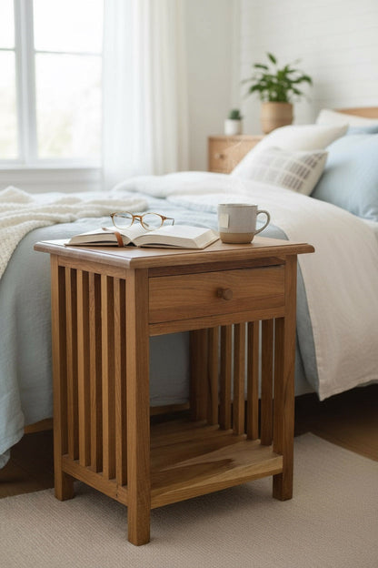 TEAK VINTAGE – Handgefertigter Nachttisch aus massivem Teakholz FaHome