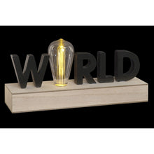 Lade das Bild in den Galerie-Viewer, Leuchtende Dekoration - World Schwarz Metall Holz
