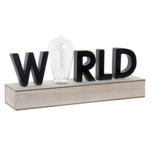 Lade das Bild in den Galerie-Viewer, Leuchtende Dekoration - World Schwarz Metall Holz
