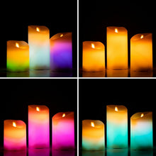 Lade das Bild in den Galerie-Viewer, Mehrfarbige LED-Kerzen - Flammeneffekt mit Fernbedienung 3stk

