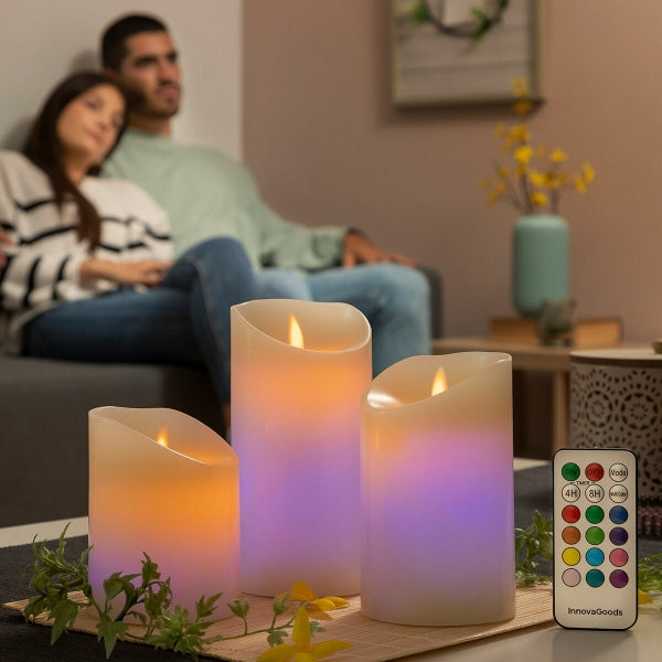 Mehrfarbige LED-Kerzen - Flammeneffekt mit Fernbedienung 3stk