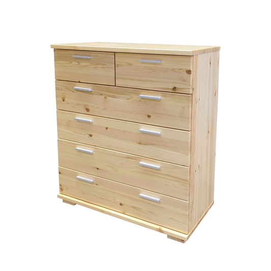 Nobis Kommode Sideboard 90-er | Anrichte | 6 Schubladen Kommode | 100% Bio Kiefer Massivholz Kiefer Massivholz