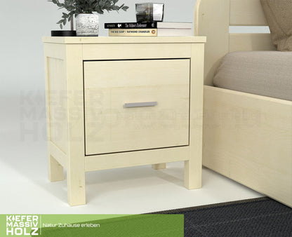 Silage Nachttisch mit Schublade Premium Line | 100% Bio Kiefer Massivholz Kiefer Massivholz