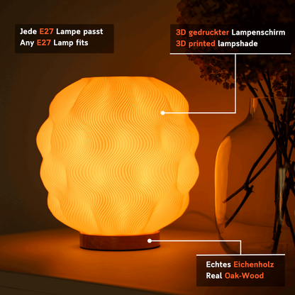 Numo LED Design-Tischlampe – Wellenoptik & Warmlicht Moonou GbR