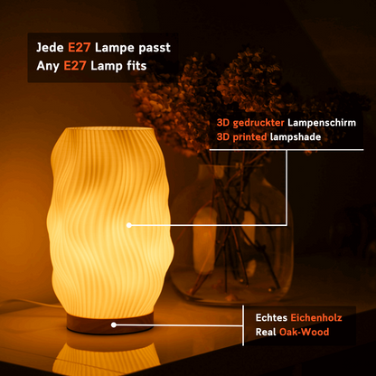 Flow LED Design-Tischlampe – Wellenoptik & Warmlicht Moonou GbR