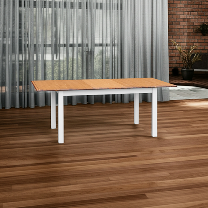 Bologna Elegante Massivholz Kiefer Esstisch ausziehbar 150/197cm | Farbe Weiß - Eiche Kiefer Massivholz