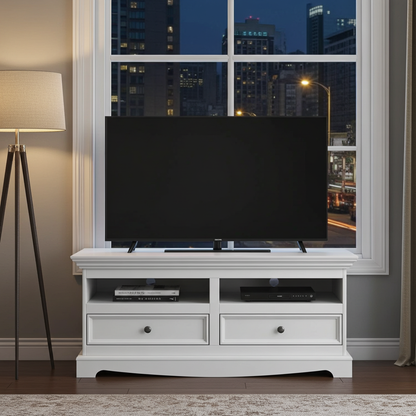 Bologna Elegante Massivholz Kiefer Kommode TV-Schrank | Farbe weiß Kiefer Massivholz